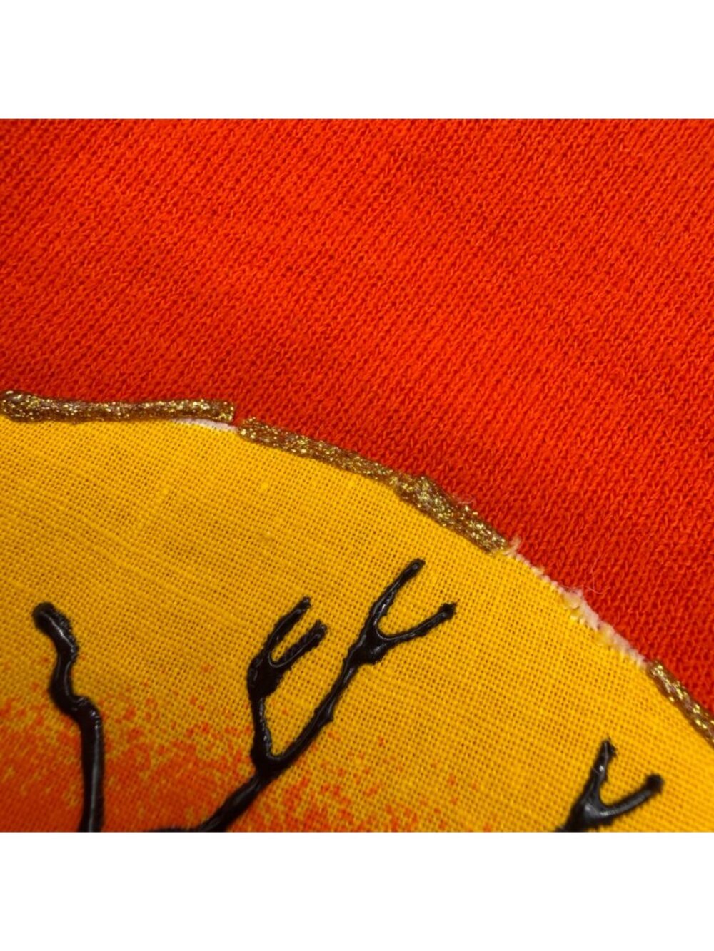 Vintage Halloween Sweatshirt Haunted House Orange Ghosts Bats Spooky 90s USA XL - Picture 8 of 13
